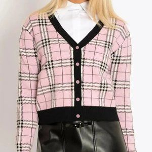 Blackmilk Tartan Baby Pink Cardigan, Limited - Sz M/L